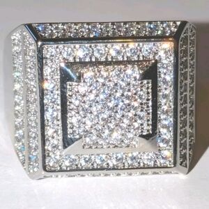 3Ct Round Cut Lab-Created Diamond Men's Engagement  Ring 14K White Gold Plated